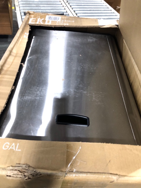 Photo 3 of *****SELLING FOR PARTS ONLY******EKO Mirage-X 47 Liter / 12.4 Gallon Touchless Rectangular Motion Sensor Trash Can with Removable Liner, Brushed Stainless Steel Finish
