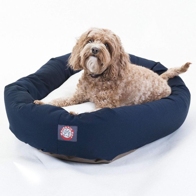 Photo 1 of 32 inch Blue & Sherpa Bagel Dog Bed By Majestic Pet Products
