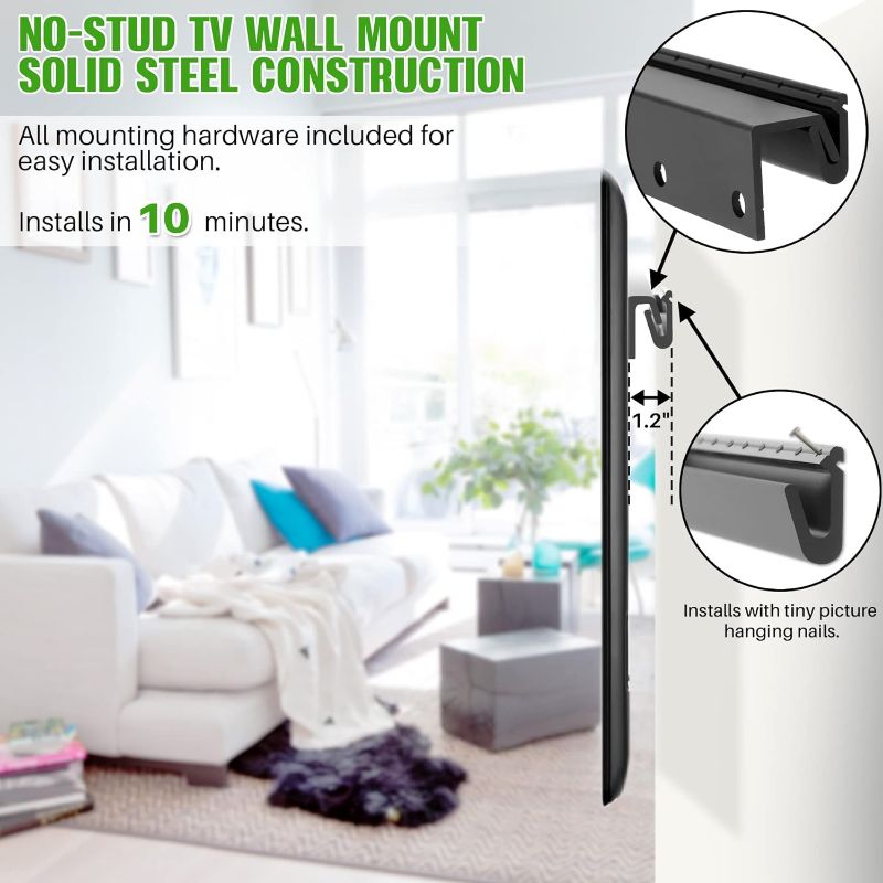 Photo 1 of No Stud TV Wall Mount, Compatible with All Brands 32-75 inch Smart TVs, All Hardware Included No Drill, No Anchors TV Wall Bracket Hanger, Easy Install
