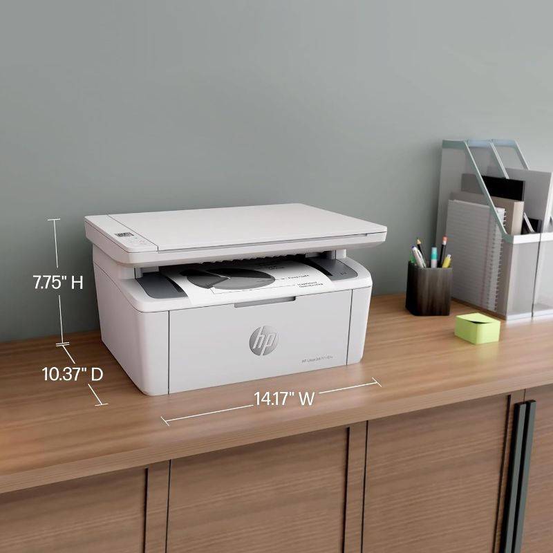 Photo 1 of HP LaserJet MFP M140w Wireless Black and White All-in-One Printer, Works with Alexa (7MD72F), White
