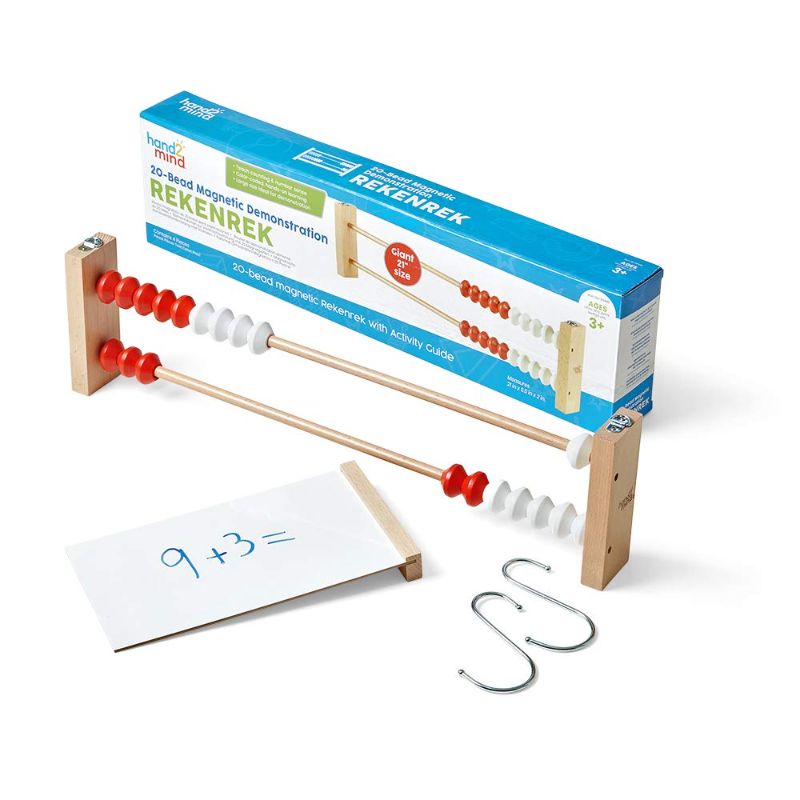Photo 1 of hand2mind-93440 20-Bead Giant Magentic Rekenrek Colored Abacus, for Kids, Wooden Counting Math Manipulatives, Learn Counting and Numbers (Set of 1)
