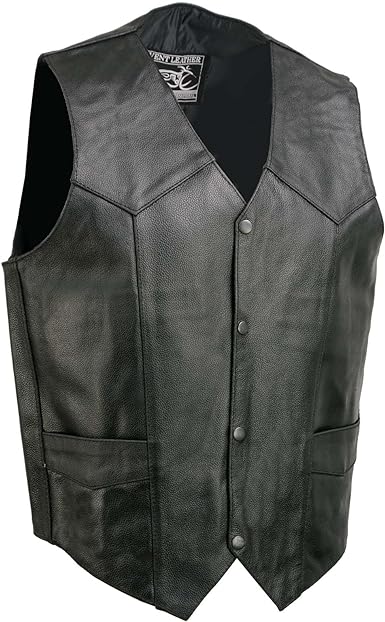 Photo 1 of Event Leather EL5310 Black Motorcycle Leather Vest for Men - Riding Club Adult Motorcycle Vests large
