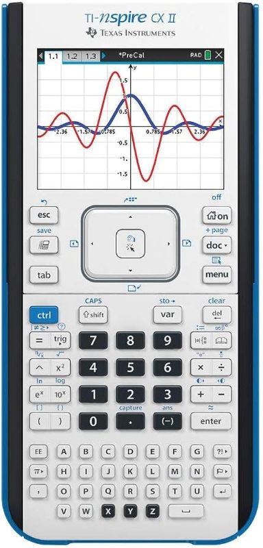 Photo 1 of Texas Instruments TI-Nspire CX II Color Graphing Calculator with Student Software (PC/Mac) White 3.54 x 7.48

