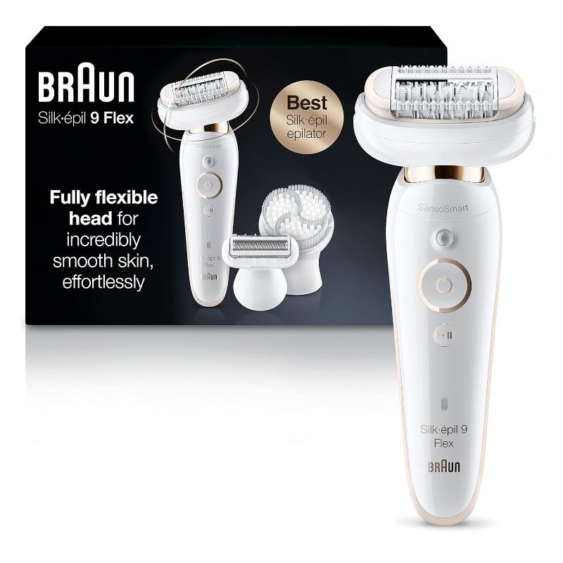 Photo 1 of Braun Epilator Silk-épil 9 9-030 with Flexible Head, Facial Hair Removal for Women and Men, Hair Removal Device, Shaver & Trimmer, Cordless, Rechargeable, Wet & Dry, Beauty Kit with Body Massage Pad
