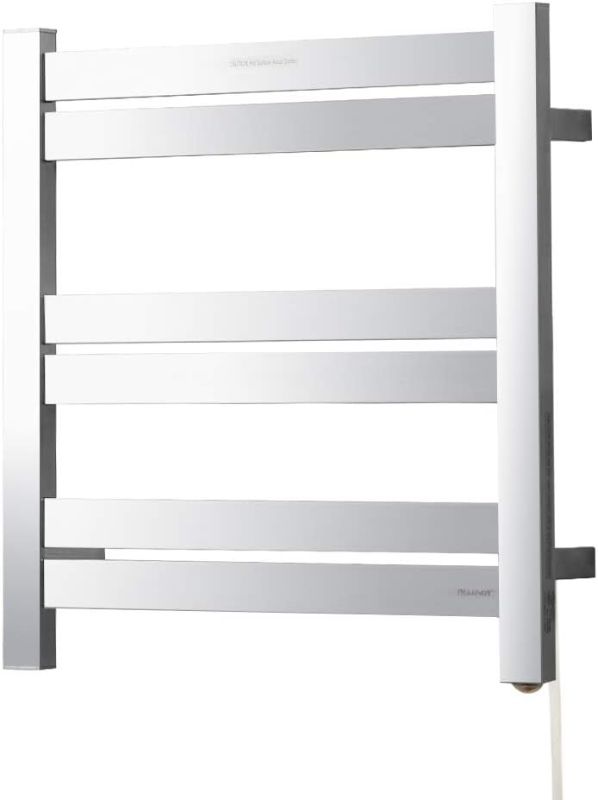 Photo 1 of SHARNDY Towel WarmerChrome  for Bathroom Wall Mounted Drying Rack Plug-in Electric Heated Towel Rack Stainless Steel Square 6 Bars Bath Towel Heater ETW84-4 80W 20.87x20.47x4.13 inches
