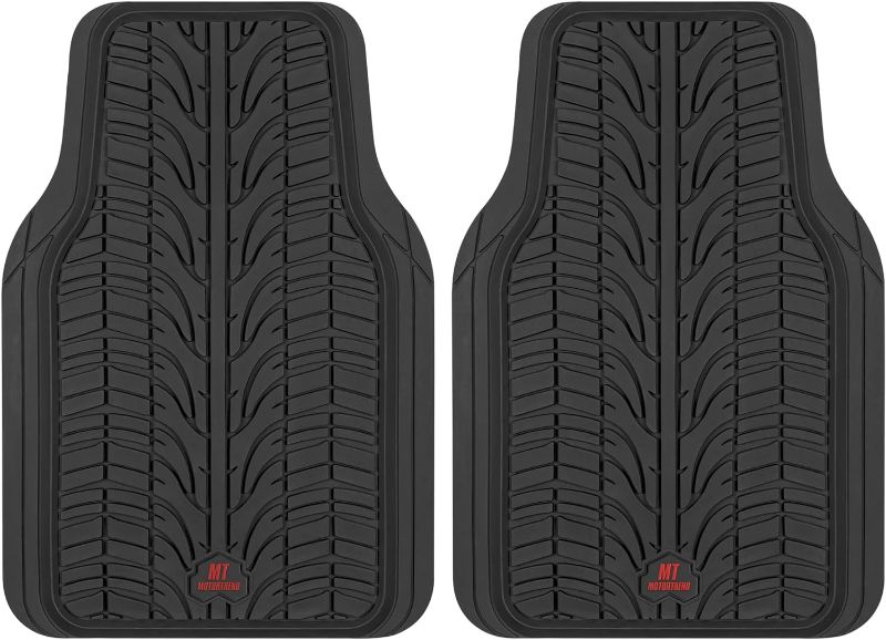 Photo 1 of Motor Trend Grand Prix Tire Tread Rubber Car Floor Mats for Autos SUV Truck & Van - All-Weather Waterproof Protection Front Seat Liners, Trim to Fit Most Vehicles
*one mat has a tear*