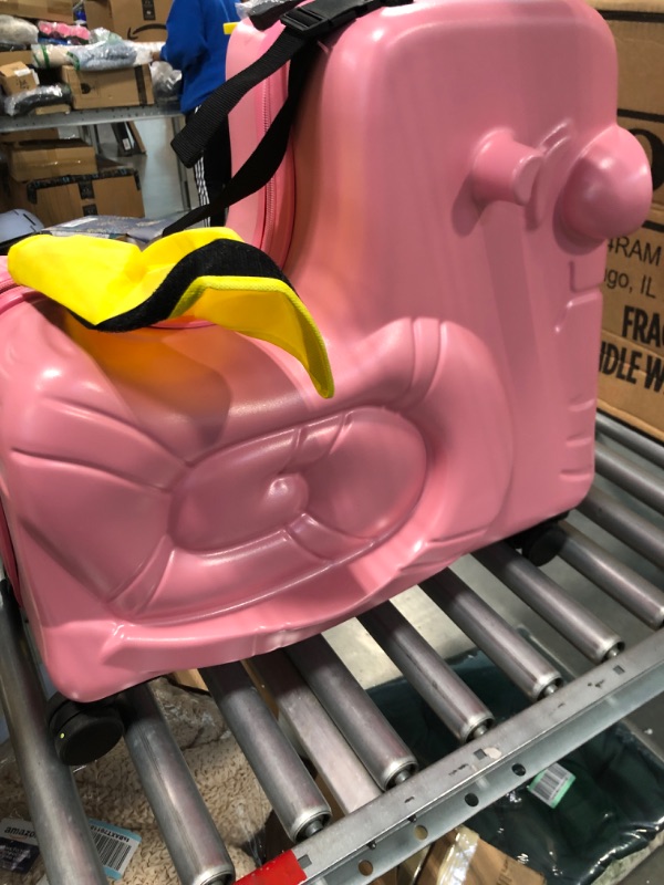 Photo 4 of 24 Inch Kids Ride On Luggage Snail Pink with Child Seat ***missing one eye sticker