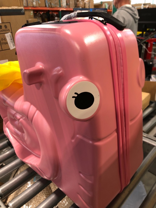 Photo 3 of 24 Inch Kids Ride On Luggage Snail Pink with Child Seat ***missing one eye sticker