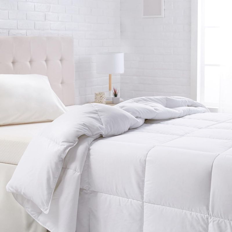 Photo 1 of Amazon Basics Down Alternative Bedding Comforter Duvet Insert - Full/Queen, White, All-Season
