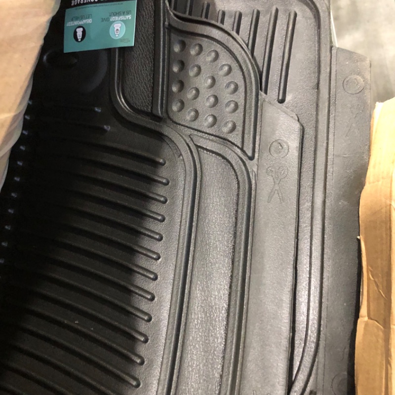 Photo 1 of FH Group Automotive Floor Mats Solid ClimaProof for all weather protection Universal Fit Trimmable Heavy Duty fits most Cars, SUVs, and Trucks, 3pc Full Set Black