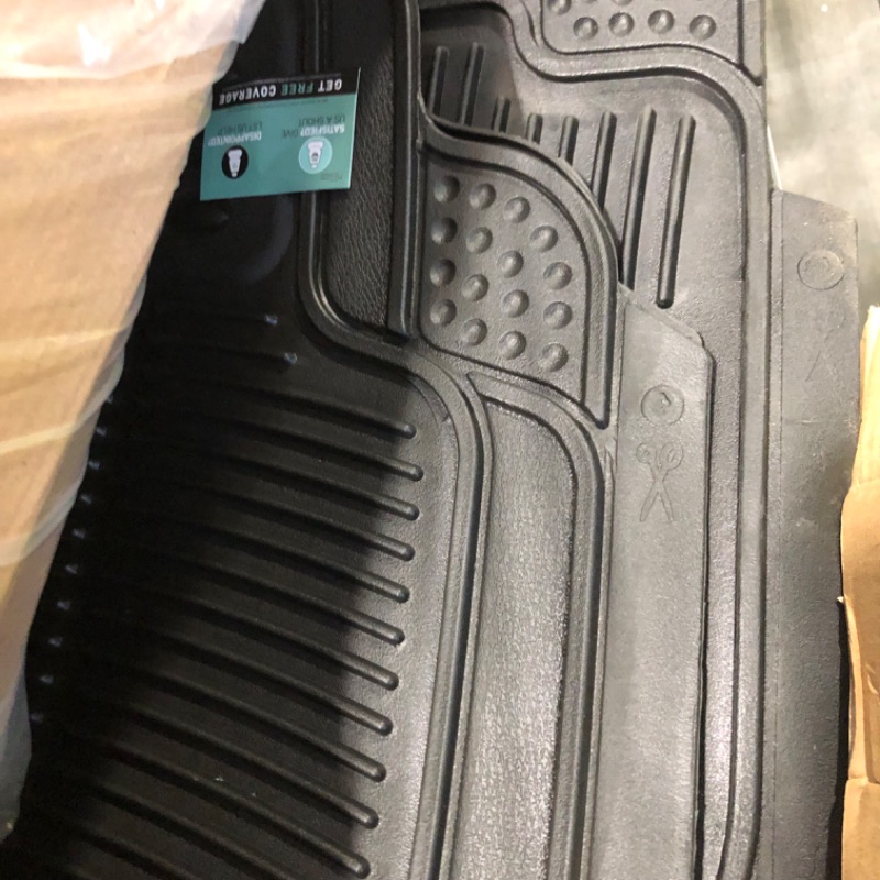 Photo 1 of FH Group Automotive Floor Mats Solid ClimaProof for all weather protection Universal Fit Trimmable Heavy Duty fits most Cars, SUVs, and Trucks, 3pc Full Set Black