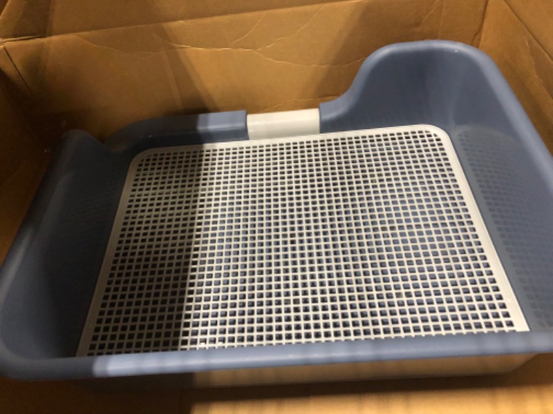 Photo 4 of [PS KOREA] Indoor Dog Potty Tray – With Protection Wall Every Side For No Leak, Spill, Accident - Keep Paws Dry And Floors Clean! 100% Satisfaction (Blue) Tray Only Blue