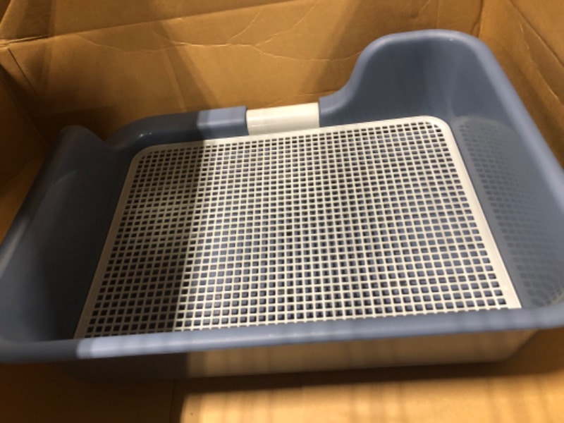 Photo 3 of [PS KOREA] Indoor Dog Potty Tray – With Protection Wall Every Side For No Leak, Spill, Accident - Keep Paws Dry And Floors Clean! 100% Satisfaction (Blue) Tray Only Blue