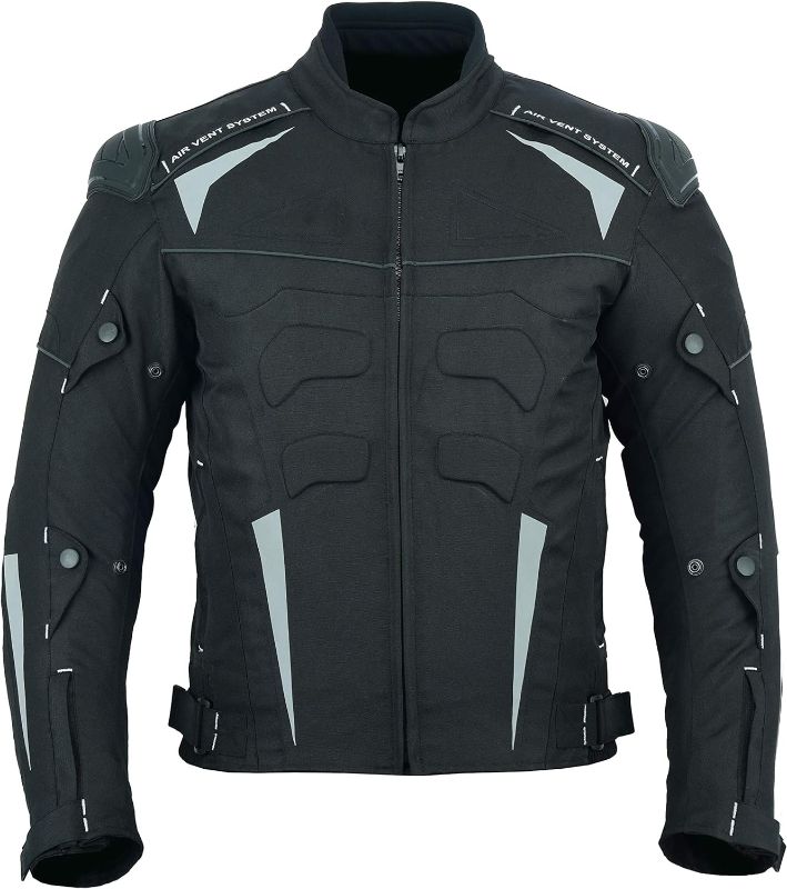 Photo 1 of Leather Teknik MOTORCYCLE ARMOURED HIGH PROTECTION CORDURA WATERPROOF JACKET BLACK WITH 7 ARMOUR CJ-9434 (XXL)