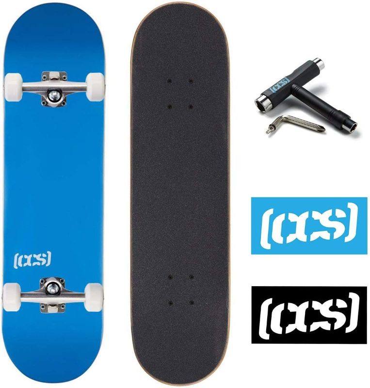 Photo 1 of [CCS] Skateboard Complete - Maple Wood - Professional Grade - Fully Assembled with Skate Tool and Stickers - Adults, Kids, Teens, Youth - Boys and Girls *grip tape ripped*
