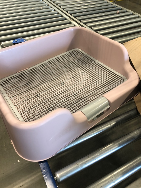 Photo 3 of [PS Korea] Indoor Dog Potty Tray – with Protection Wall Every Side for No Leak, Spill, Accident - Keep Paws Dry and Floors Clean (Pink)

