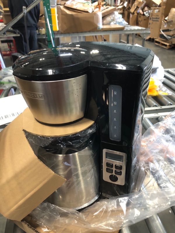 Photo 3 of BLACK+DECKER 12 Cup Thermal Programmable Coffee Maker with Brew Strength and VORTEX Technology, Black/Steel, CM2046S