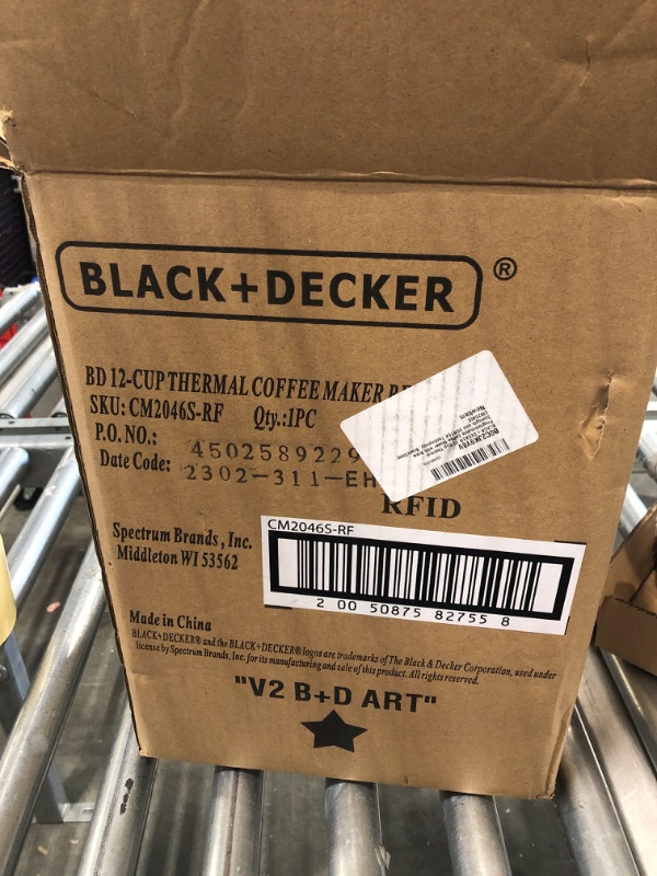 Photo 2 of BLACK+DECKER 12 Cup Thermal Programmable Coffee Maker with Brew Strength and VORTEX Technology, Black/Steel, CM2046S