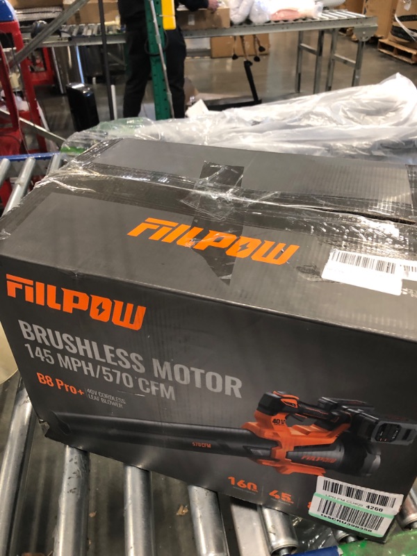 Photo 2 of FIILPOW 40V 570CFM Leaf Blower, Brushless Leaf Blower Cordless with 2×4.0Ah Batteries and Fast Charger, Turbo Mode and 3 Variable Speed Lock, Axial Fan, Blower for Lawn Care, Yard, Driveway, Walkway
