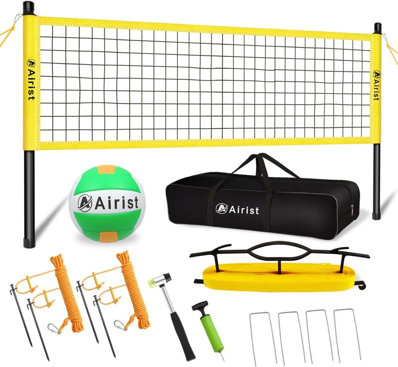 Photo 1 of Airist Portable Volleyball Net Set,Professional Volleyball Nets Set for Backyard and Beach,Outdoor Volleyball Net with Height Adjustable Poles,Volleyball and Carrying Bag
