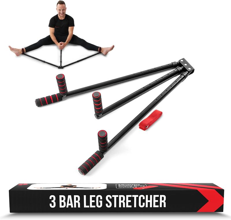 Photo 1 of 3 Bar Leg Stretcher – Stainless Steel Split Machine MMA Equipment Hamstring Stretcher Device Boosts Range of Motion and Stretching Flexibility – Yoga, Ballet, Dance and Gymnastics Training Equipment
