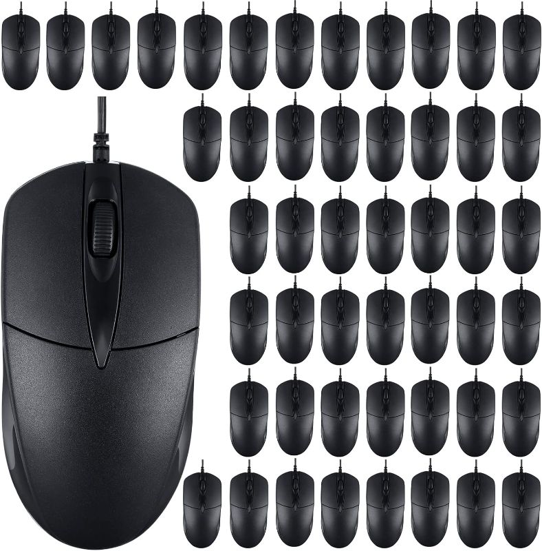 Photo 1 of Kathfly 50 Pcs Black Wired USB Computer Mouse Bulk 1000 DPI 3 Button Corded Mouse with Home Office Noiseless Simple USB Mouse for Computer Laptop Desktop PC
*not exact picture*
