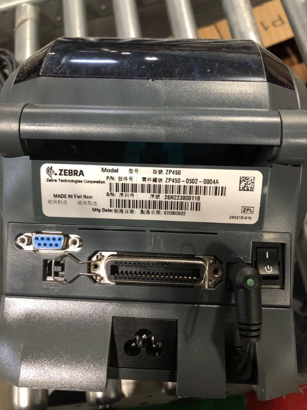 Photo 6 of Zebra ZP450 (ZP 450) Label Thermal Bar Code Printer | USB, Serial, and Parallel Connectivity 203 DPI Resolution | Made for UPS WorldShip | Includes Software
