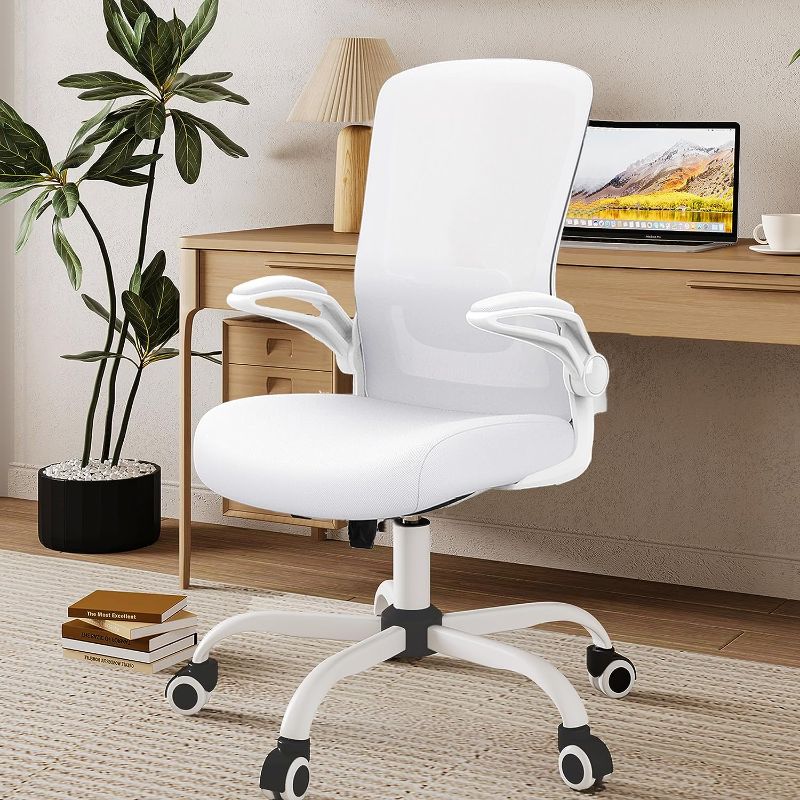Photo 1 of Mimoglad Home Office Chair, High Back Desk Chair, Ergonomic Mesh Computer Chair with Adjustable Lumbar Support and Thickened Seat Cushion (Modern, Ivory White)
*not exact picture*
