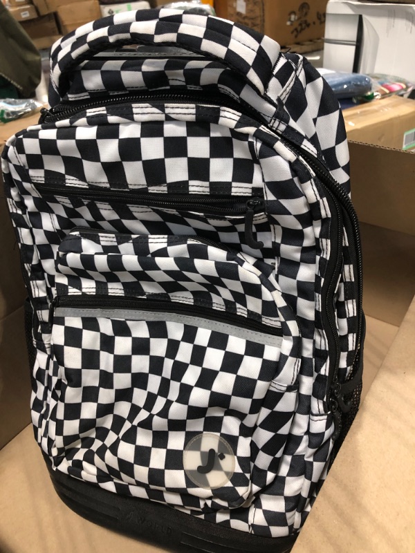 Photo 2 of J World New York Sundance Rolling Backpack Girl Boy Roller Bookbag, Wavy Checkers, 20 Inch
