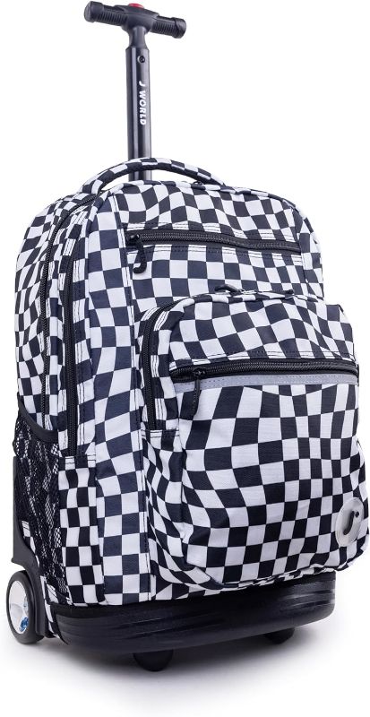 Photo 1 of J World New York Sundance Rolling Backpack Girl Boy Roller Bookbag, Wavy Checkers, 20 Inch
