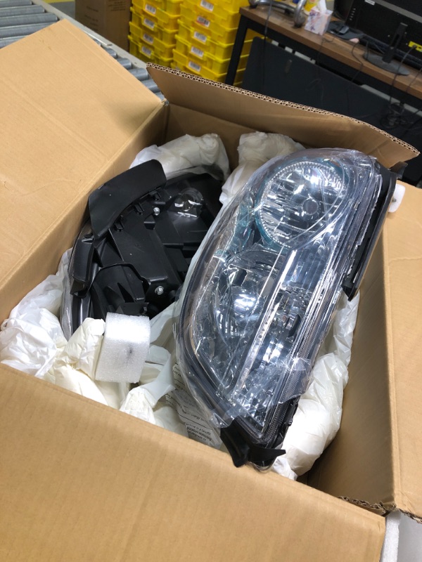 Photo 3 of SOCKIR Headlight Assembly with Bulbs Compatible with 2008-2012 Chevy Malibu 4 Door Passenger and Driver Side (Chrome Housing & Amber Reflector) Chrome & Amber w/ Bulbs