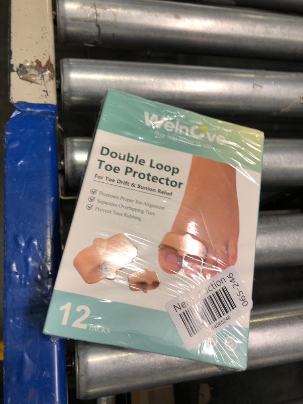 Photo 1 of Welnove Pack of 12 Bunion Corrector, Toe Separators with 2 Loops, Big Toe Spacer Suitable for Bunion and Overlapping Toe (Beige)