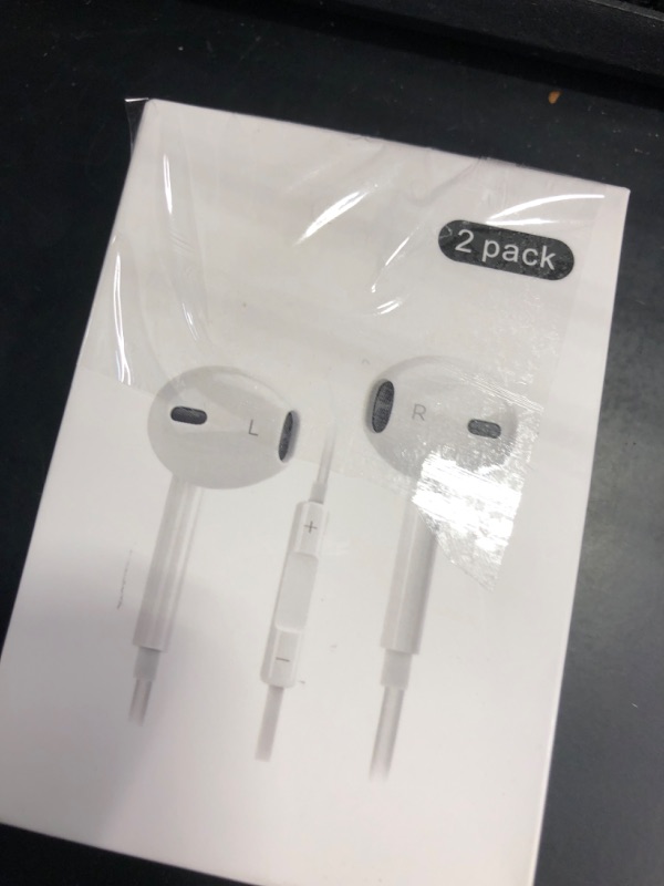 Photo 2 of 2 Pack-Apple Earbuds/iPhone Headphones/Lightning/Wired Earphones [Apple MFi Certified] Built-in Microphone & Volume Control Compatible with iPhone 14/13/12/11/8/Pro Max/X/7, Support All iOS System