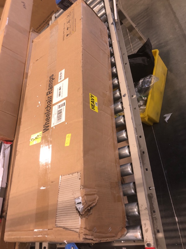 Photo 1 of 7FT Wheelchair Ramp, Portable Wheelchair Ramp for Home, Aluminum Wheelchair Ramp for Steps, Non-Skid Threshold Ramp for Doorways, Curbs, Foldable Mobility Scooter Ramp