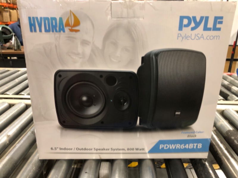 Photo 2 of Outdoor Waterproof Wireless Bluetooth Speaker - 6.5 Inch Pair 2-Way Weatherproof Wall/Ceiling Mounted Dual Speakers w/Heavy Duty Grill, Universal Mount, Patio, Indoor Use - Pyle PDWR64BTB (Black) Black 6.5 in 800 Watt