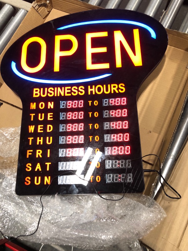 Photo 3 of Kanayu LED Business Open Sign Large Electronic Programmable Store Hours Sign with Instructions, 23.6 x 16.7 x 0.8 inches, Red and Black