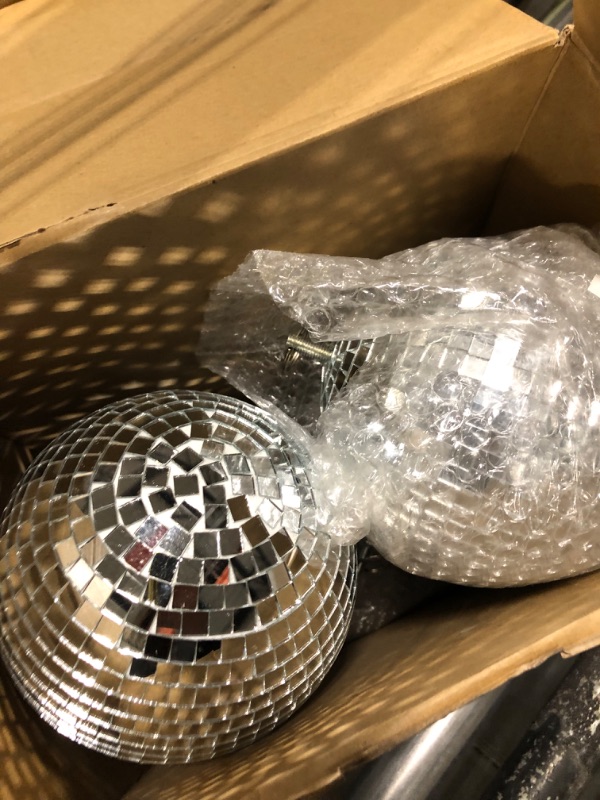 Photo 2 of 4 Pack Large Disco Ball Silver Hanging Disco Balls Reflective Mirror Ball Ornament for Party Holiday Wedding Dance and Music Festivals Decor Club Stage Props DJ Decoration (6 Inch, 4 Inch)