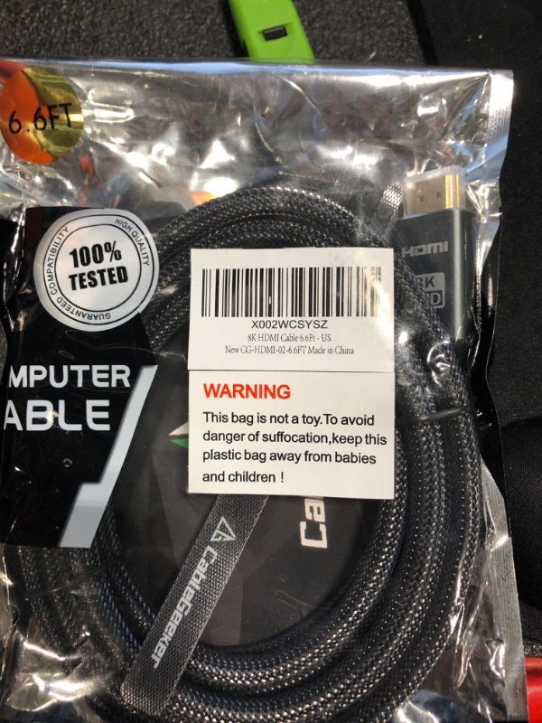 Photo 1 of 8K HDMI Cable 6.6FT/2M, Ultra High-Speed 48Gbps Gold Plated Braided HDMI 2.1 Cord, 4K@120Hz 8K@60Hz, Dynamic HDR, eARC, Compatible with PS5/Xbox/Playstation/Fire TV/Roku TV and More 6.6 feet