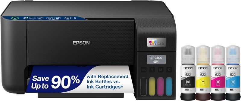 Photo 1 of Epson EcoTank ET-2400 Wireless Color All-in-One Cartridge-Free Supertank Printer with Scan and Copy – Easy, Everyday Home Printing