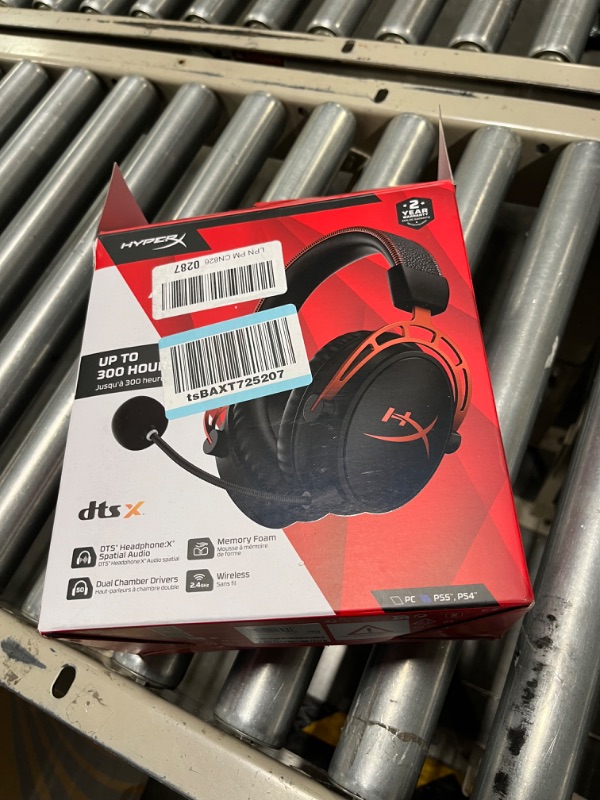 Photo 4 of HyperX Cloud Alpha Wireless - Gaming Headset for PC, 300-hour battery life, DTS Headphone:X Spatial Audio, Memory foam, Dual Chamber Drivers, Noise-canceling mic, Durable aluminum frame Red Wireless Cloud Alpha Headset