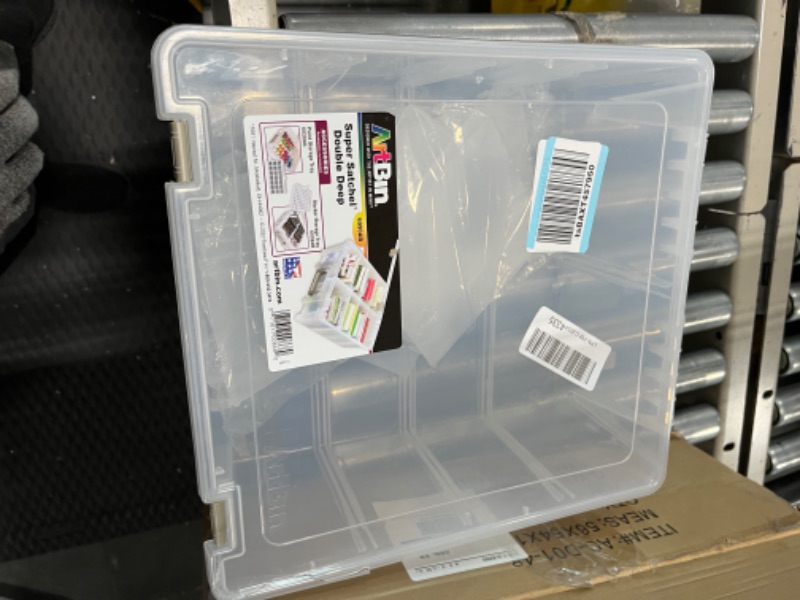 Photo 2 of ArtBin 0365500 Super Satchel Double Deep, Portable Art & Craft Organizer with Handle, [1] Plastic Storage Case, Clear 