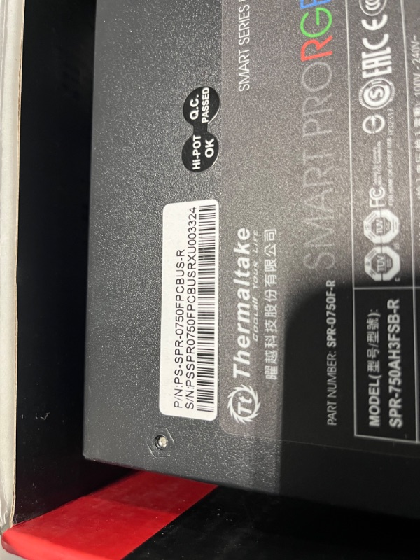 Photo 1 of Thermaltake Smart Pro RGB 750W Smart Zero Fan SLI/CrossFire Ready Continuous Power ATX12V v2.4 / EPS v2.92 80 PLUS Bronze Certified Full Modular Power Supply
