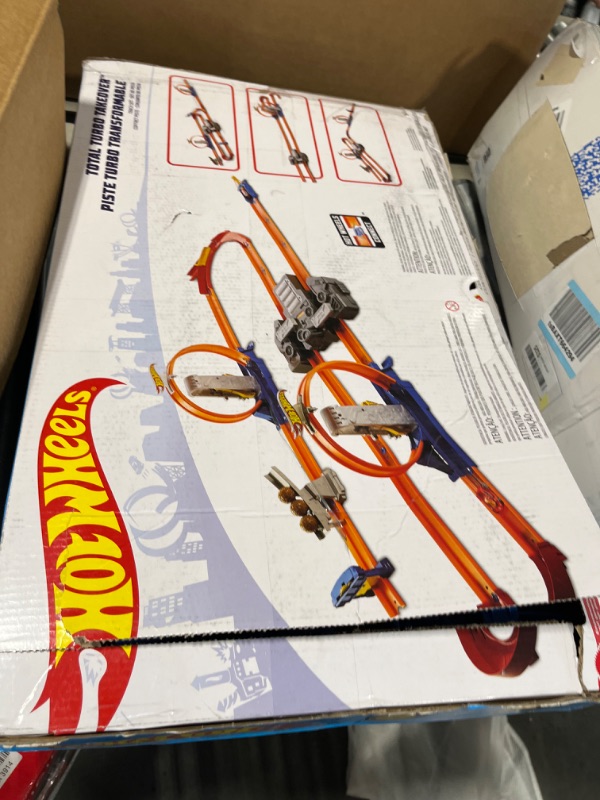 Photo 3 of Hot Wheels Track Builder Total Turbo Takeover Track Set, Motorized Playset with Loops & Stunts, Includes 1 Hot Wheels Die-Cast Car, Toy for Kids 6 to 12 Years Old [Amazon Exclusive]