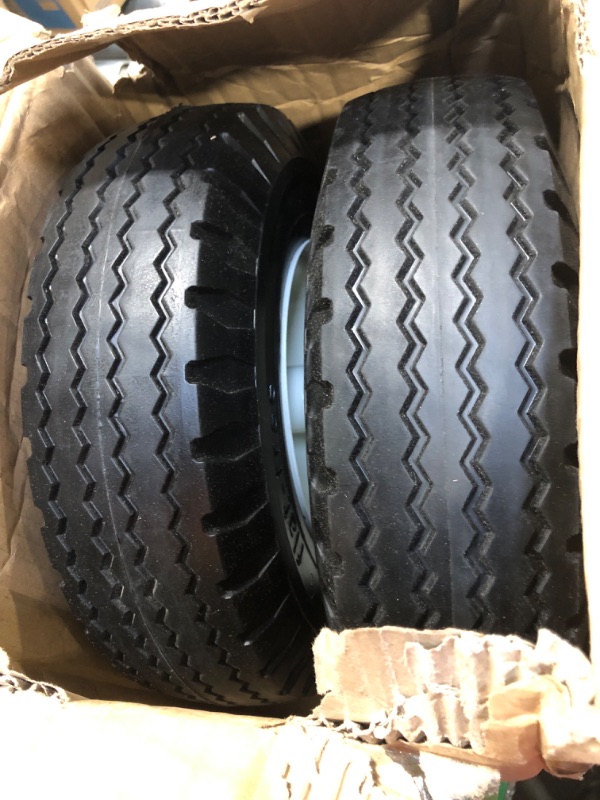 Photo 2 of 2-Pack 4.10/3.50-6" Flat Free Tire with Rim,13" Hand Truck Utility Universal Wheels, 3" Centered Hub with 5/8" Ball Bearings,w/Grease Fitting,410/350-6",410/350x6