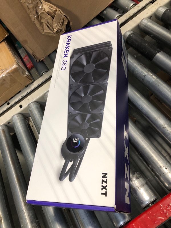 Photo 2 of ***PARTS ONLY*** NZXT Kraken 360-360mm AIO CPU Liquid Cooler - Customizable 1.54"" Square LCD Display for Images, Performance Metrics - High-Performance Pump - 3 x F120P Fans - Black
