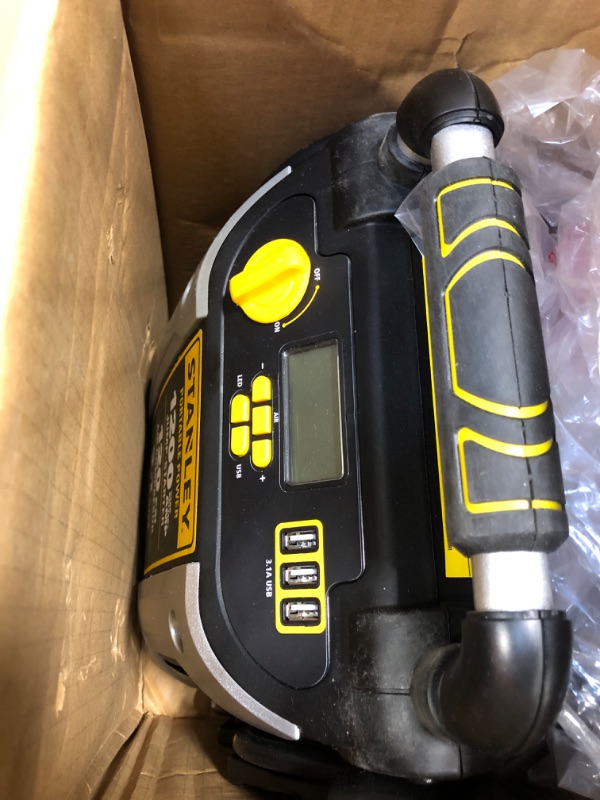 Photo 2 of STANLEY J5C09 Portable Power Station Jump Starter: 1000 Peak/500 Instant Amps- 120 PSI Air Compressor- USB Port- Battery Clamps 1,000 Peak Amps