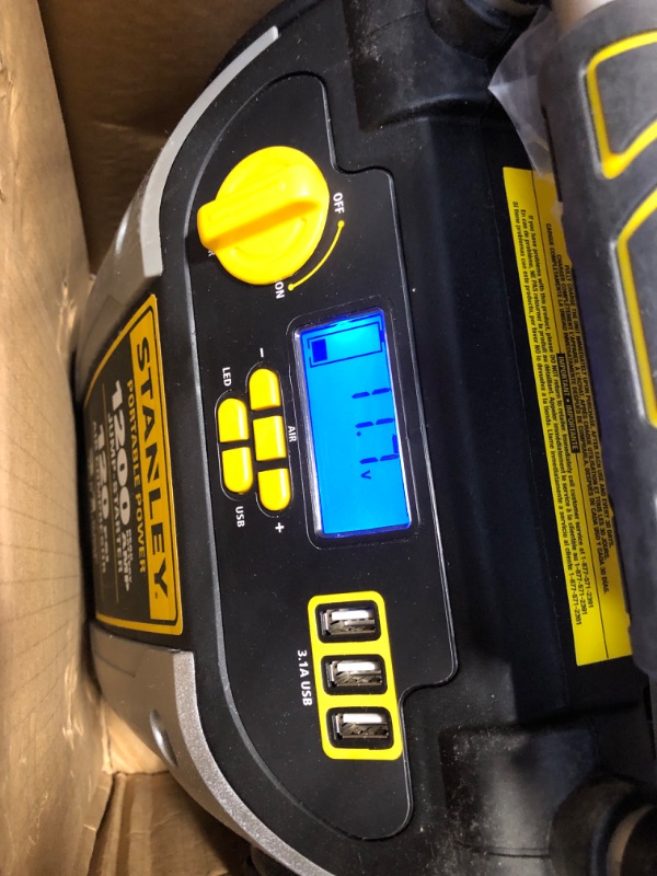 Photo 3 of STANLEY J5C09 Portable Power Station Jump Starter: 1000 Peak/500 Instant Amps- 120 PSI Air Compressor- USB Port- Battery Clamps 1,000 Peak Amps