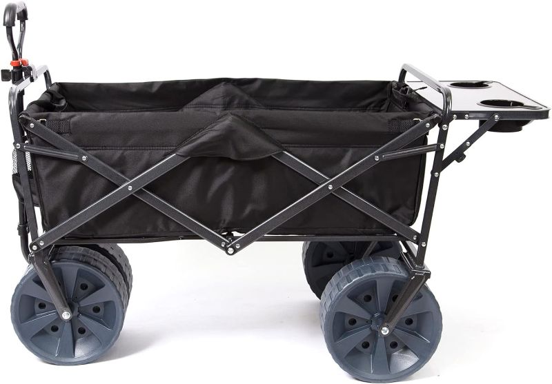 Photo 1 of Mac Sports Heavy Duty Collapsible Folding All Terrain Utility Wagon Beach Cart Attached Mini Table - Black Black (W/ Table)