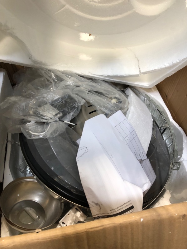 Photo 1 of Lighting Groups 42" Reversible Invisible Ceiling Fan with LED Light and Remote Control, 4 Retractable Blades Fan Chandelier for Bedroom Livingroom, Indoor Crystal Ceiling Light Kits with Fans(Silver)