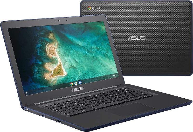 Photo 1 of ASUS Chromebook C403 Rugged & Spill Resistant Laptop, 14.0" HD, Intel Celeron N3350 Processor, 4GB RAM, 32GB eMMC 810G Durability, Dark Blue, Chrome OS, C403NA-WS42-BL (Renewed)